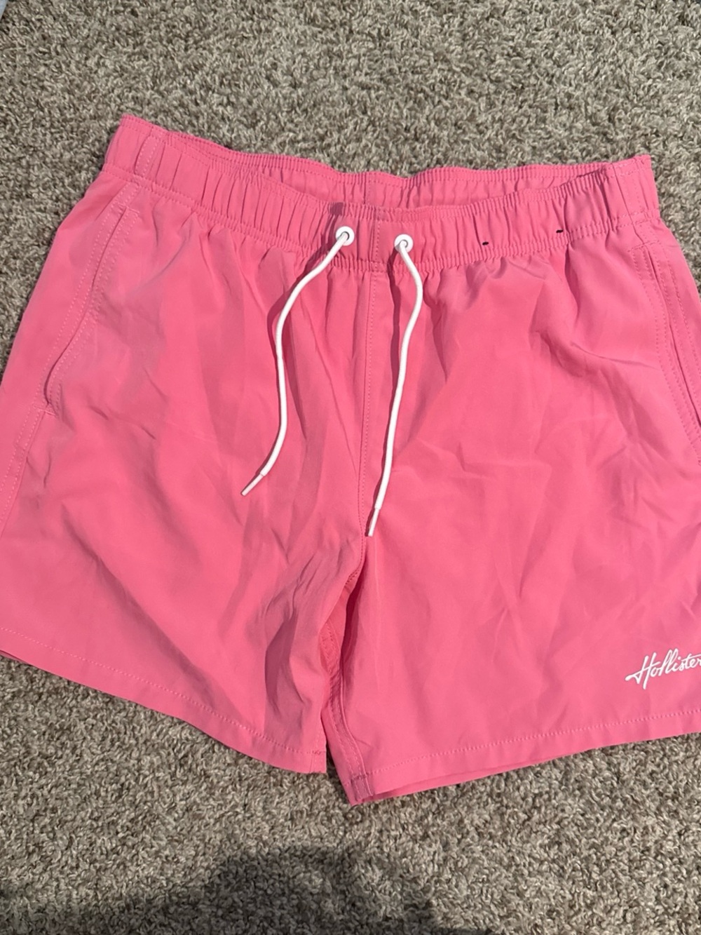Hollister Coral-Pink Drawstring Swim Shorts